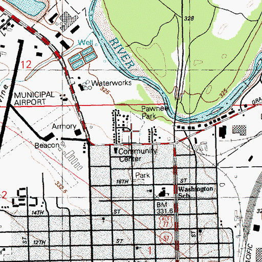 Topographic Map of Pawnee Park, KS