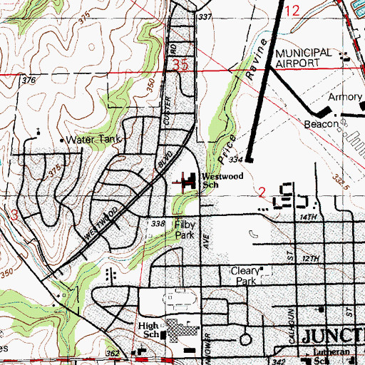 Topographic Map of Westwood Elementary School, KS