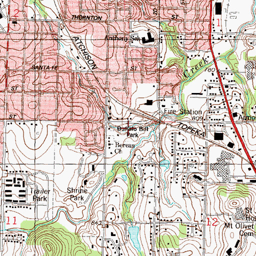Topographic Map of Buffalo Bill Park, KS