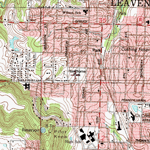 Topographic Map of Hawthorne Park, KS