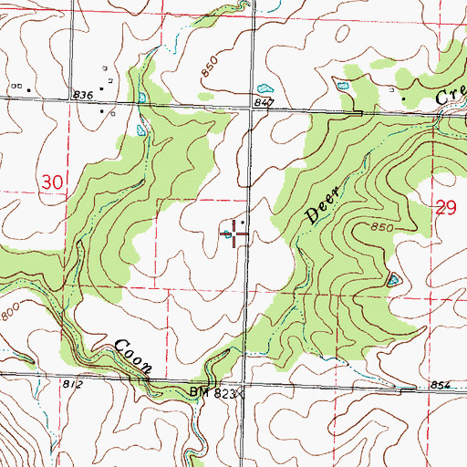 Topographic Map of Deer Creek School (historical), KS