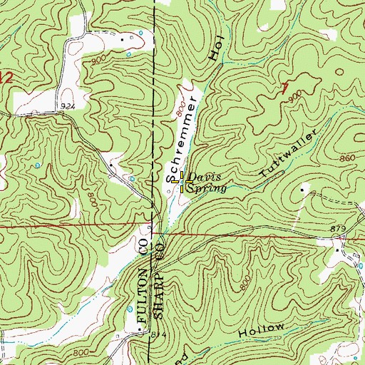 Topographic Map of Davis Spring, AR