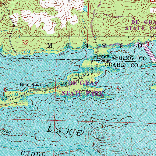 Topographic Map of De Gray State Park, AR