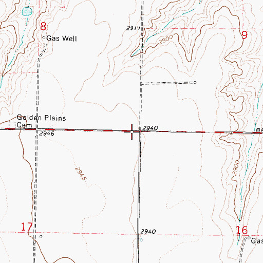 Topographic Map of Golden Plains School (historical), KS