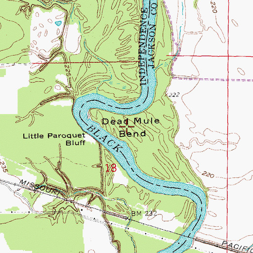 Topographic Map of Dead Mule Bend, AR