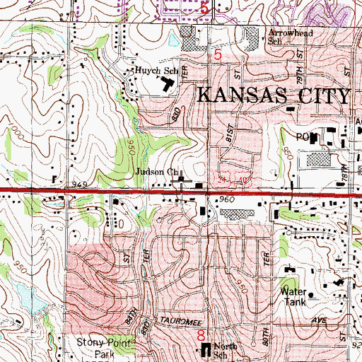 Topographic Map of Judson Baptist Church, KS