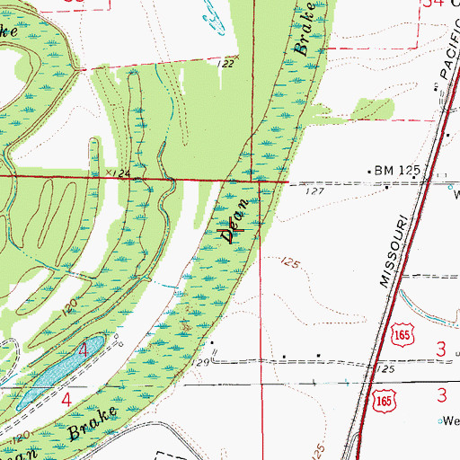 Topographic Map of Dean Brake, AR