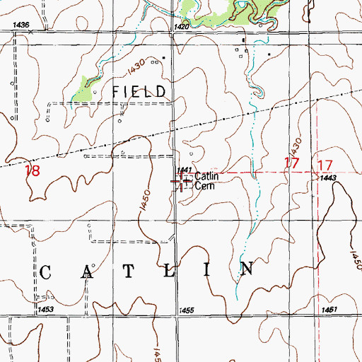 Topographic Map of Catlin Cemetery, KS