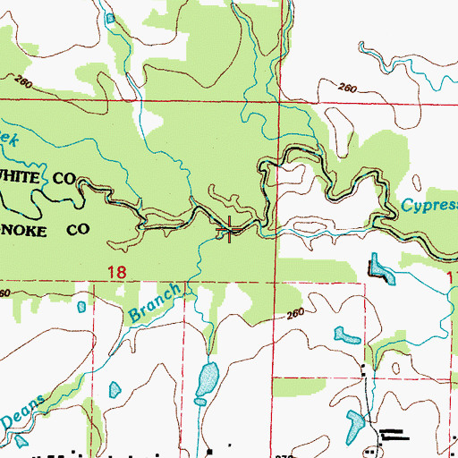 Topographic Map of Deans Branch, AR
