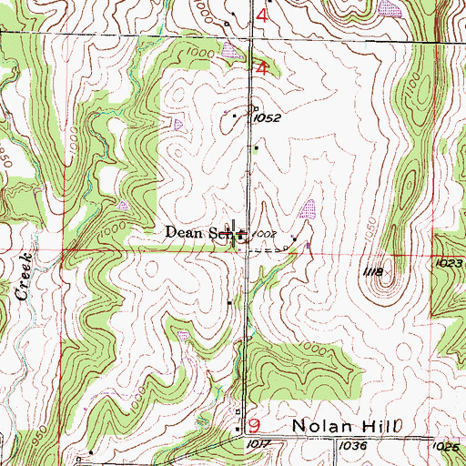Topographic Map of Dean School, KS