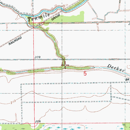 Topographic Map of Decker Bayou, AR