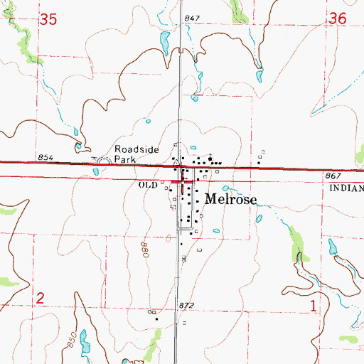 Topographic Map of Melrose, KS