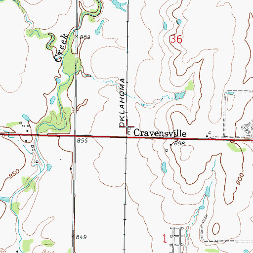 Topographic Map of Cravensville, KS
