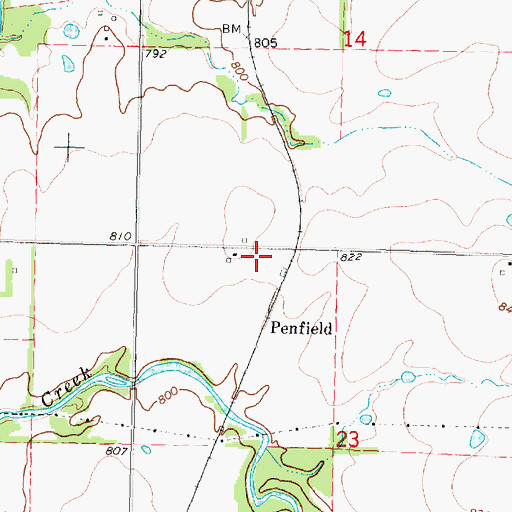 Topographic Map of Penfield, KS
