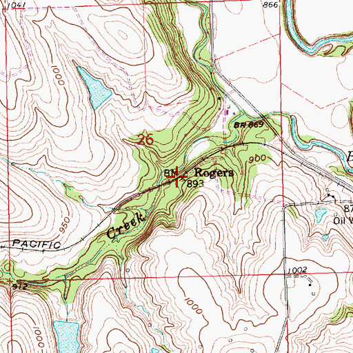Topographic Map of Rogers, KS