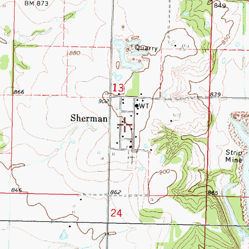 Topographic Map of Sherman, KS