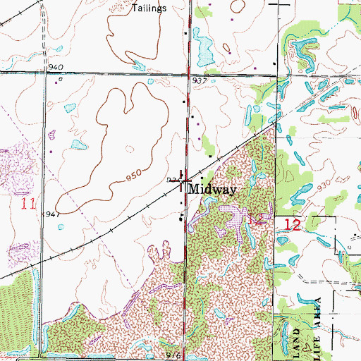 Topographic Map of Midway, KS
