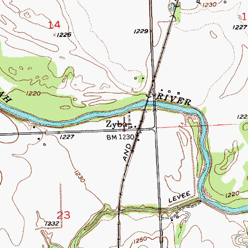Topographic Map of Zyba, KS