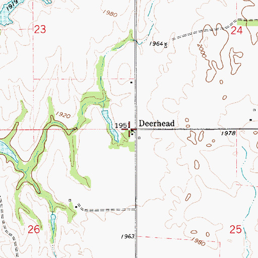 Topographic Map of Deerhead, KS