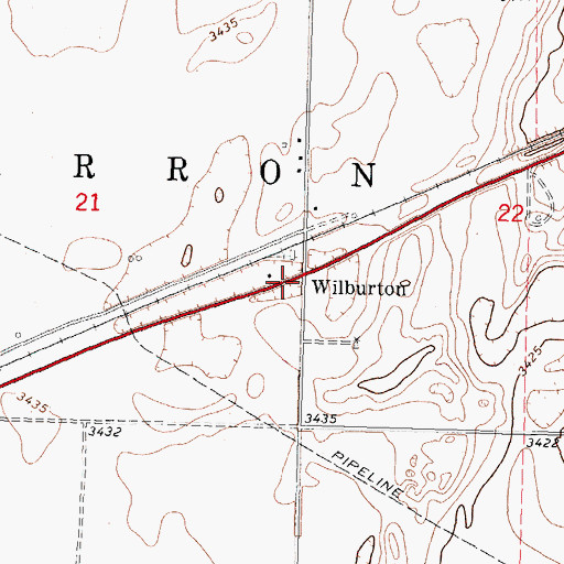 Topographic Map of Wilburton, KS