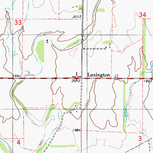 Topographic Map of Lexington, KS