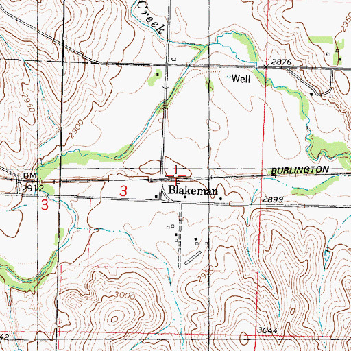 Topographic Map of Blakeman, KS