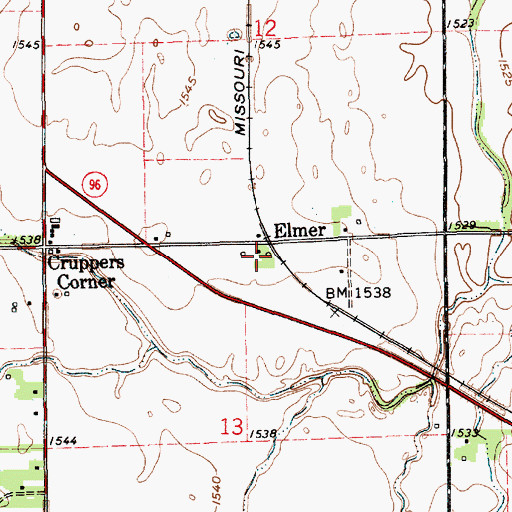 Topographic Map of Elmer, KS