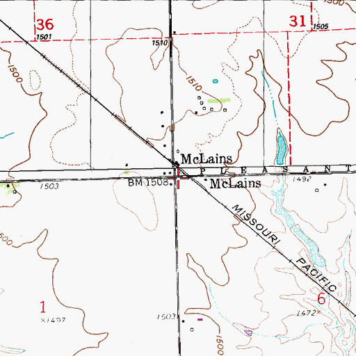 Topographic Map of McLains, KS