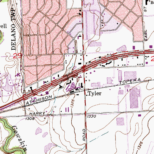 Topographic Map of Tyler, KS