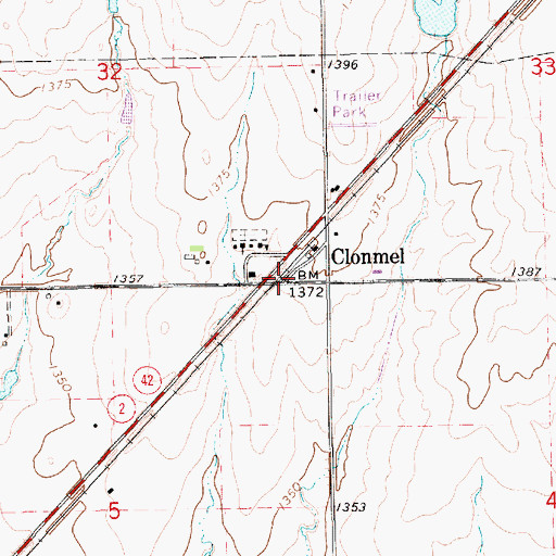 Topographic Map of Clonmel, KS