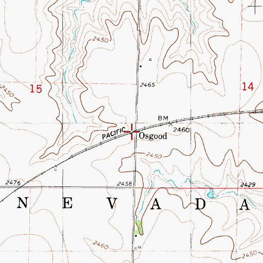 Topographic Map of Osgood, KS
