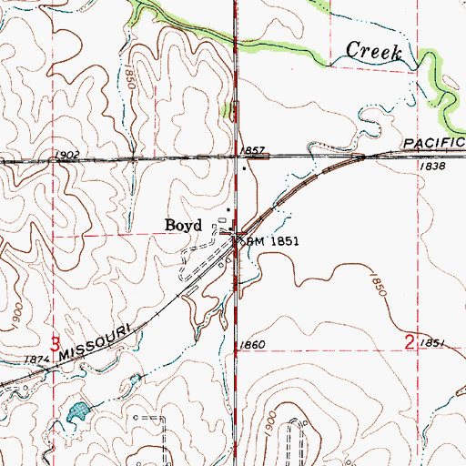 Topographic Map of Boyd, KS