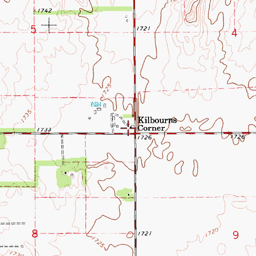 Topographic Map of Kilbourns Corner, KS