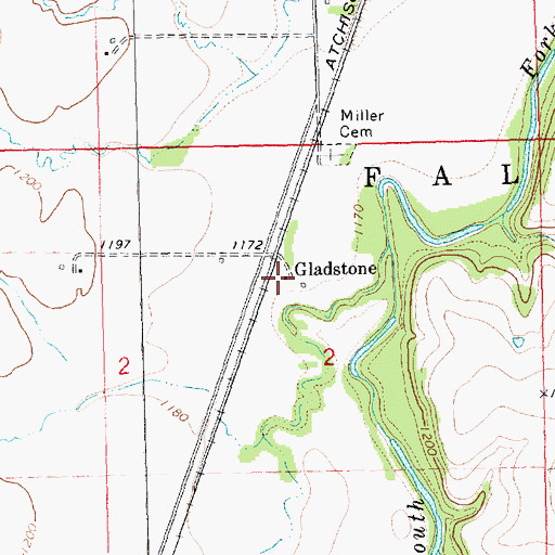 Topographic Map of Gladstone, KS