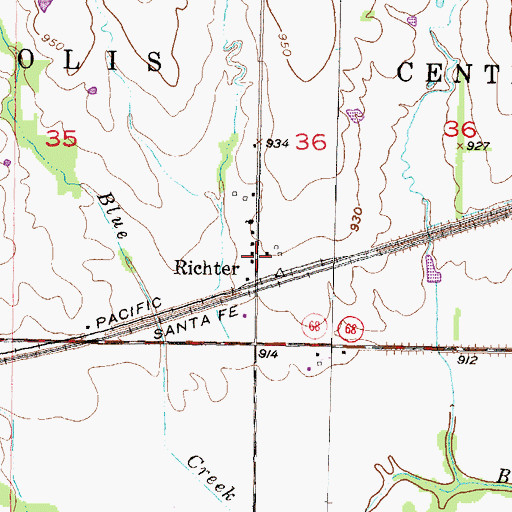 Topographic Map of Richter, KS
