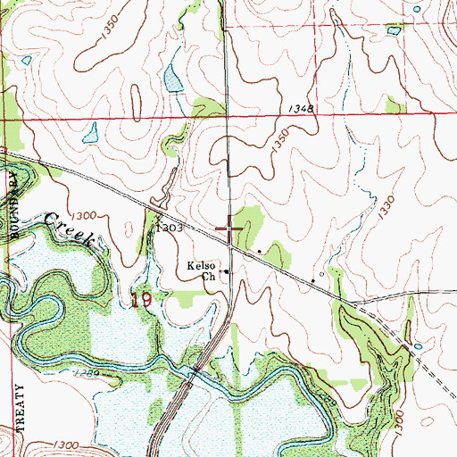 Topographic Map of Kelso, KS