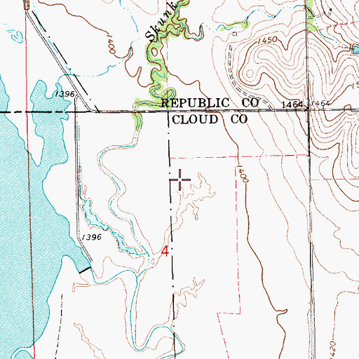 Topographic Map of Oneonta (historical), KS