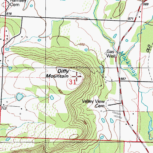Topographic Map of Diffy Mountain, AR