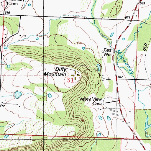 Topographic Map of Diffy Mountain, AR