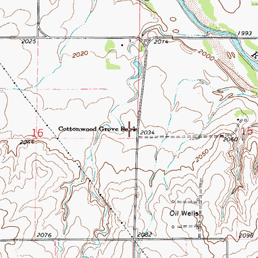 Topographic Map of Cottonwood Grove School, KS