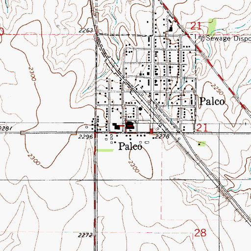 Topographic Map of Palco High School, KS
