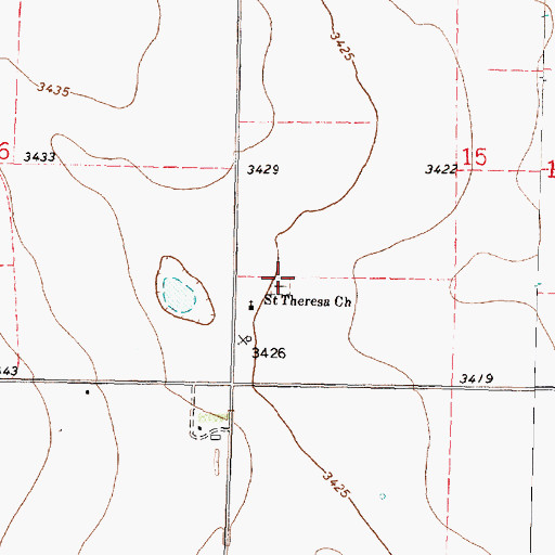 Topographic Map of Saint Theresa Church, KS