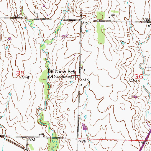 Topographic Map of Bellview School, KS