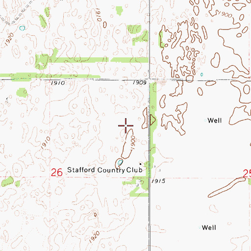 Topographic Map of Stafford Country Club, KS