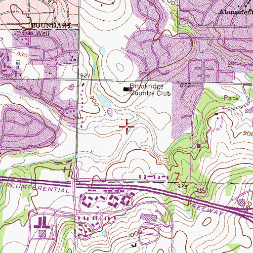 Topographic Map of Brookridge Golf and Country Club, KS