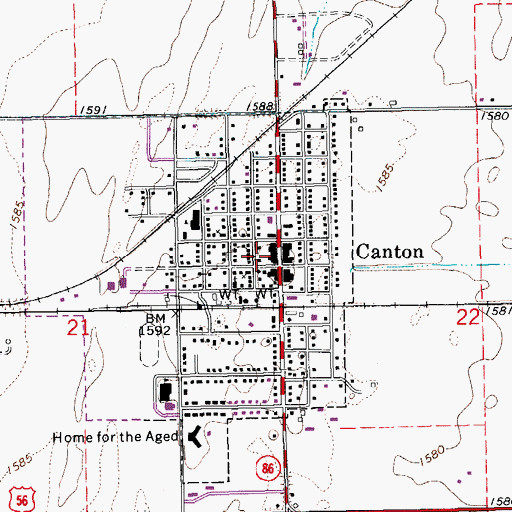 Topographic Map of Canton, KS
