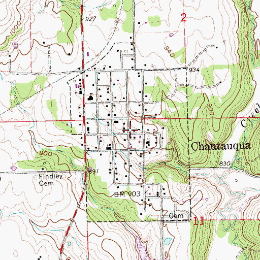 Topographic Map of Chautauqua Post Office, KS