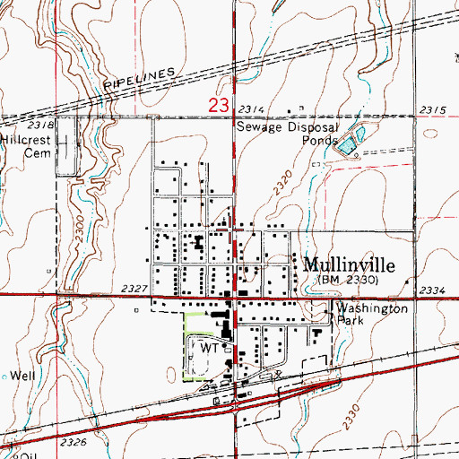 Topographic Map of City of Mullinville, KS