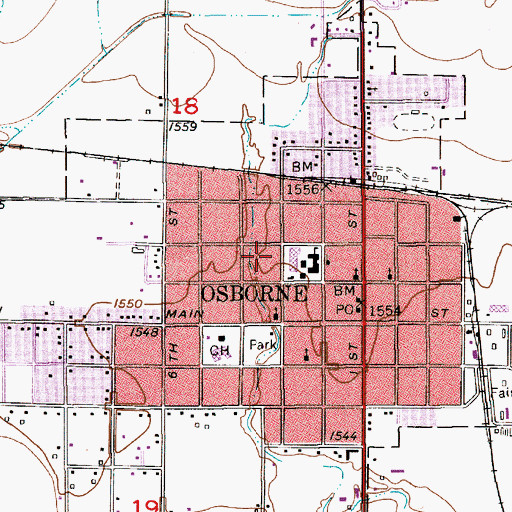 Topographic Map of City of Osborne, KS