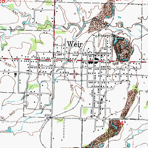 Topographic Map of City of Weir, KS